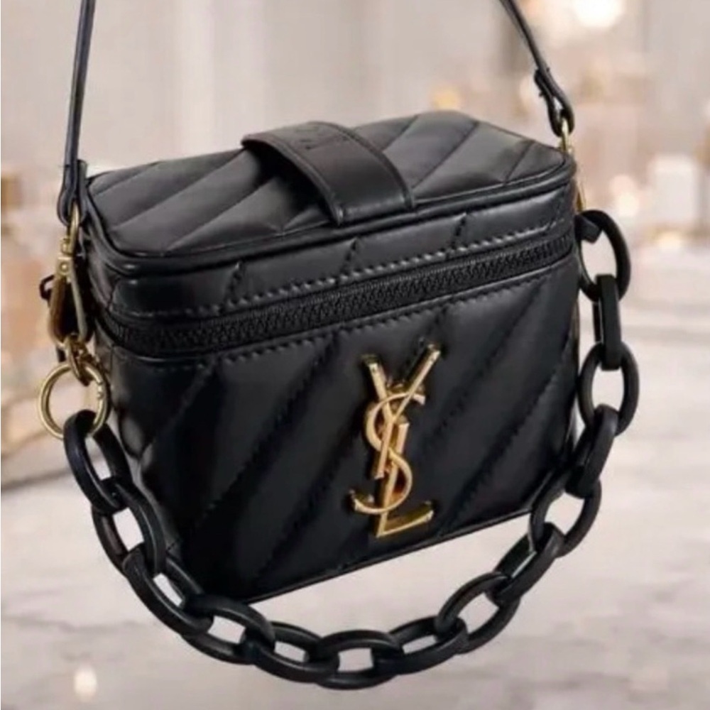 Yves Saint Laurent Black Quilted Camera Crossbody with Gold YSL Logo - Picture 2 of 7